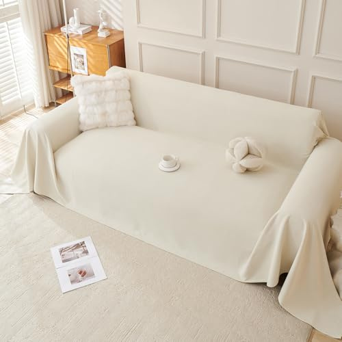 Royhom Impermeable Funda Sofa 2 Plazas, Protector Sofa Gatos Arañazo, Universal Fundas Sofá Antimanchas, Manta Impermeable, Suave y Cómoda - Versión Mejorada, Beige, 300x180 cm