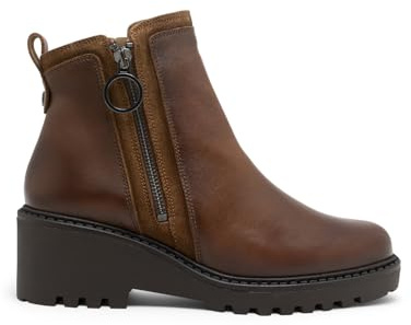 Porronet Botines De Piel Con Cuña Y Cremallera Cuero Elsa