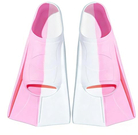 Bocguy Aletas de esnórquel de silicona, aletas cortas para niños, aletas cortas de entrenamiento, aletas de entrenamiento cortas para natación, cómodas aletas de natación, aletas infantiles y buceo