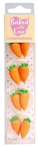 Baked With Love 12 Carrots Sugar Decorations,Orange