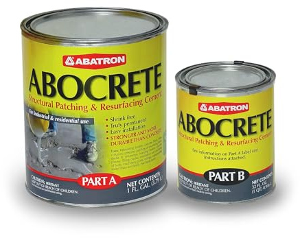 ABATRON Abocrete Kit - Self-Leveling Concrete Epoxy Patching and Filling Compound - Concrete Repair and Cement Crack Filler Kit - with or Without Sand - Light Gray (Sand Not Included, 1.25 Gallons)