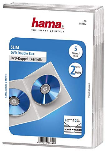 Hama 00083892 Pack di 5 Slim Custodie Doppie per Dvd Trasparente