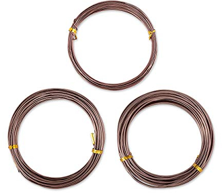 SCSpecial 3 piezas 10m Bonsai Wire Craft Alambre de aluminio Bonsai Training Tools (1.0 mm / 1.5 mm / 2.0 mm, 10 m por cada tamaño) (Marrón)