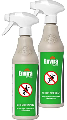 Envira Silberfisch Abwehrspray 2 x 500 ml - Spray mit Langzeitwirkung gegen Silberfische & Papierfische - Mittel gegen Silberfische in der Wohnung - Effektiv Silberfischchen loswerden (PT19)