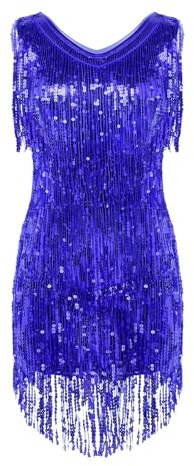 Agoky Ärmlös paljettklänning för kvinnor, v-ringad, glitter, tofsar, festklänning, flapperkostym, dansklänning, samba tango, latin, kläder