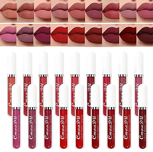Gireatick 18 colors Matte Velvety Liquid Lipstick Set, Long Lasting Lip Stain Waterproof Non-Stick Cup Liquid Lipgloss Set, High Pigmented Velvet Lip Gloss Kit