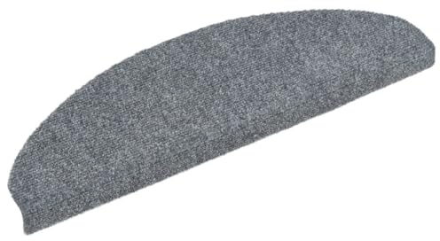 vidaXL Trappmattor självhäftande 10 st 65x21x4 cm ljusgrå halvrunda stora