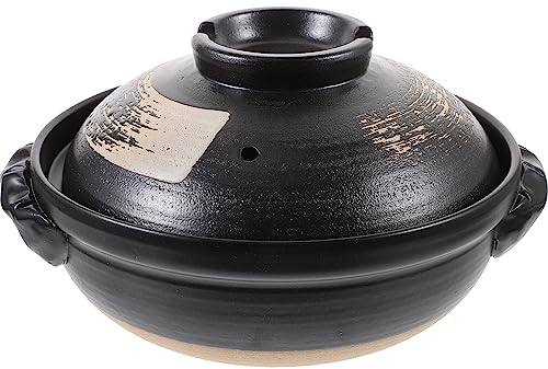 Luxshiny 9 * 4Inch Ceramic Hot Pot 900Ml Asian Clay Cooking Pot for Soup Casserole and Stew Non-Stick Casserole Dish Suitable for All Cooking Surfaces Ceramic Stew with Lid