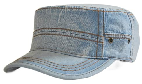 Leoodo Herren Damen Military Army Stil Cap aus Baumwolle verstellbare Sonnen Kappe für Wandern und Sport, Mütze Farbe 2020:Jeans Hellblau