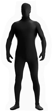 JZK S 160CM Costume noir complet avec tête pour 150 à 161 cm (moins 60 kg) adulte femmes enfants, costume furtif extensible pour fête combinaison tenue combi Halloween costume complet noir