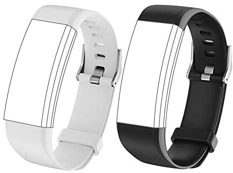 Septoui Ersatzarmband für Fitnessarmband Smartwatch, Hautfreundlich und Atmungsaktiv, 2 Stück in Schwarz und Grau