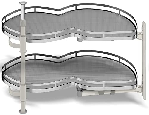 Blind Corner Cabinet Pull Out Organizer, Soft Close Swing Right Pull Out Cabinet Organizer 36inch, Corner Cabinet Lazy Susan for Corner Cabinet Blind Shelf, 2 Tiers Tray, Adjustable Height