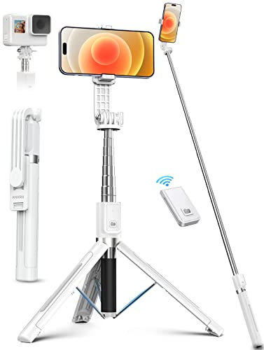 ANXRE Palo Selfie con Control Remoto,Giratorio de 360° Trípode para Movil Rripe, 106cm Telemovel Palo Selfie Tripode Compatible con iPhone Samsung Android Smartphone