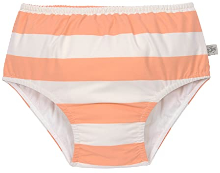 LÄSSIG Baby-und Kleinkind-Schwimmwindel Badewindel Badehose mit Windel mit UV-Schutz Block Stripes Milky/Peach 7-12 Monate