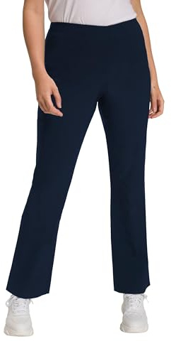 Ulla Popken Pantalon Thermique Bengalin pour Femme, Coupe ajustée, Chaud, Taille élastique, Pantalon à Enfiler, Marine, 53W / 32L