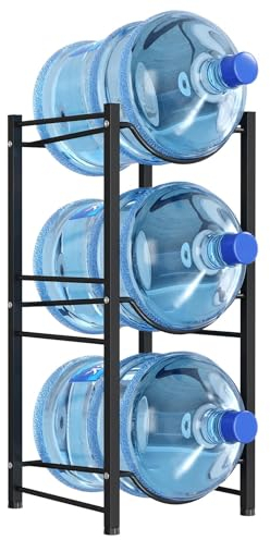 Sostenedor de garrafas de Agua de 5 galones Lifewit, Soporte de Botellas de Agua de 3 Niveles, Estante Resistente para dispensador de Agua con 3 Ranuras para garrafas de galón, en Color Negro