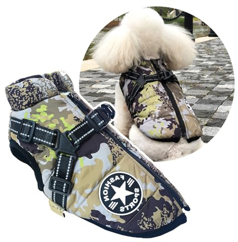 Oncpcare Hundkläder för små hundar, vintervarm hundrock, jacka, väst, husdjurskappa, sele för katter, valpar & små hundar