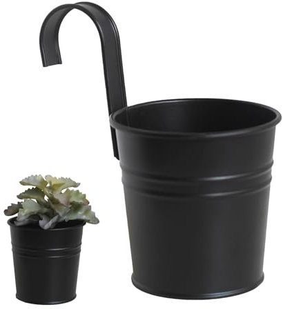 Neamou Macetas Colgantes de Metal | Maceta de Pared con florero de Metal,Tenedores de Flores Reutilizables para Colgar en la Pared, Cubo de Metal para barandilla, decoración de balcón