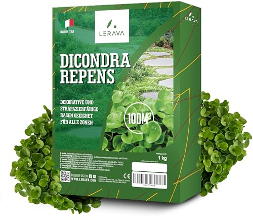 LERAVA® Dicondra semi [Non Richiede Taglio] - 100m² - Estrema resistenza alla siccità - Dichondra repens semi ideali per zone ombreggiate e soleggiate - semi dicondra per prato - 1kg