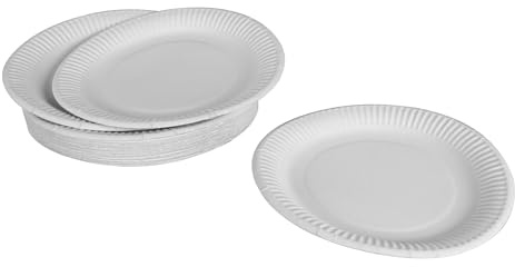 Homéa Réception, Set de 50 Assiettes en Carton D23 cm Blanc Sans Film Plastique