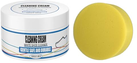 Rakiuty Shoes Whitening Cleansing Cream,Sneaker White Shoe Cleaner with Sponge,All-Purpose Shoe Care Kit Multifunctional Cleaning Cream
