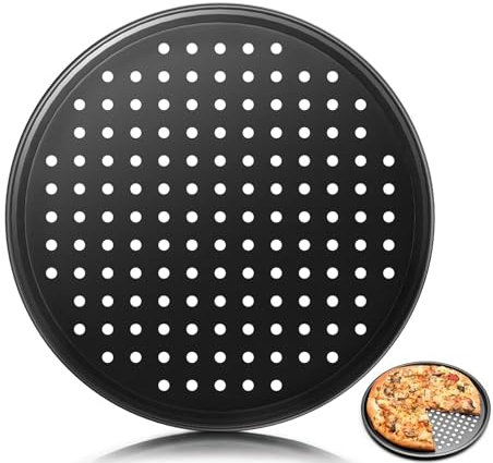 woojfcang Pizza Tray for Oven Non Stick, 10 inch Round Perforated Pizza Baking Tray, Carbon Steel Pizza Pans with Holes, Fridge and Freezer Safe