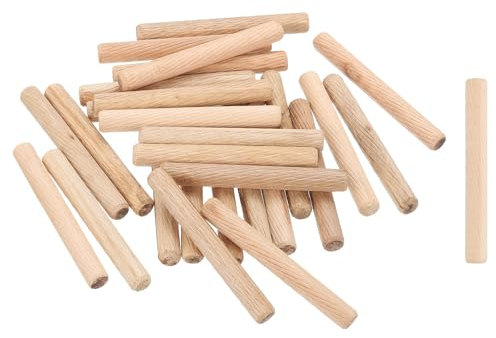 sourcing map 100 pasadores de madera de 3/8 x 3-1/8 pulgadas, extremos biselados de madera estriada, clavijas de madera dura cónicas para muebles, manualidades