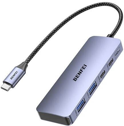 BENFEI USB C Hub 10Gbps, 4 Ports USB 3.2 Adapter with 4 USB-C 3.2 Ports Compatible for MacBook Pro/Air M2 M1, iPad, Dell, HP, Samsung(Not Support Monitor)