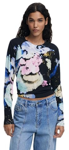 Desigual Nenufar Water Lily Print Jumper by Mr Christian Lacroix 25WWJF46 Blue