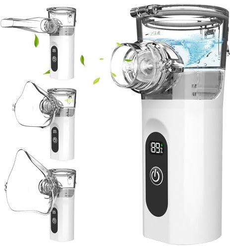 YQXTOOEL Inhalateur Portable Silencieux, Machine à Aérosol à Affichage Numérique Pour Adultes et Enfants, Nebulisateur Rechargeable et USB-C, Nettoyage Automatique Des Nébuliseurs & Accessoires