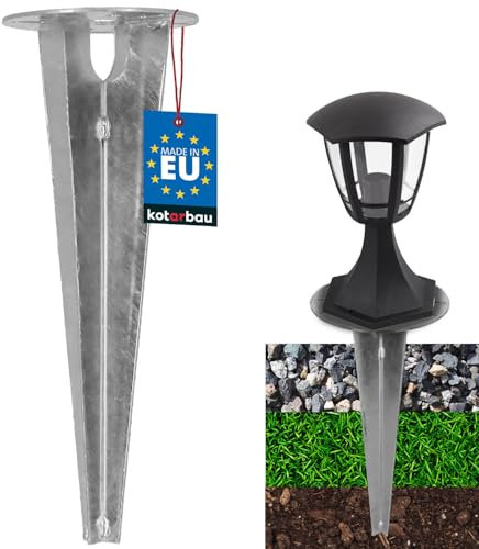 KOTARBAU® Piquet à enfoncer pour éclairage de jardin - Diamètre : 115 mm - En acier galvanisé - Piquet de terre - Ancrage au sol - Support de sol encliquetable pour lampes de jardin - Douille de sol