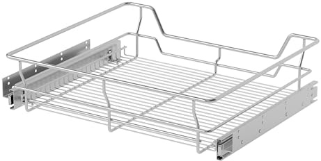 STORKING Cajón telescópico cromado extraíble para elegir, cajón de cocina, cesta, cajón de armario, insertos para armario de cocina, 60 cm, B/43 cm D