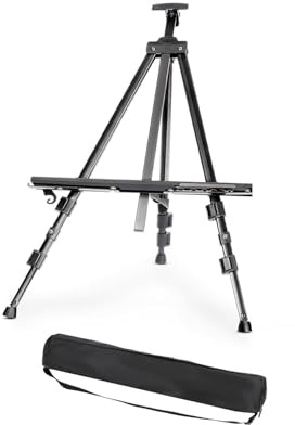 KingSaid Caballete de Pintura de Aluminio Ajustable 52-160 cm – Caballete Plegable con Bolsa, Atril Ligero para Boda, Casamento, Exposición, Carteles, Bocetos y Estudio