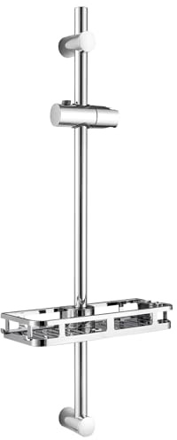 Auralum Asta Doccia 70cm con Mensola Doccia XXL, Saliscendi Doccia Acciaio Inox Adattarsi ai Fori Esistenti, Set Doccia Regolabile con Supporto Soffione Doccia, Colonna Doccia senza Miscelatore Cromo