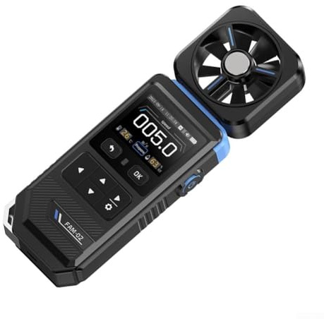 Termómetro higrómetro anemómetro profesional 3 en 1, FAM-02, medidor digital de velocidad del viento con grabación de curvas, alarma de vibración de luz de sonido para HVAC