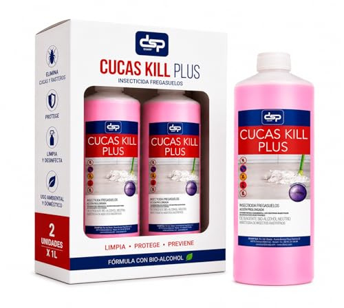 PACK DE 2 UNIDADES CUCAS KILL PLUS Insecticida Fregasuelos, Elimina Hormigas, Cucarachas y Arañas, Efecto Preventivo 15 Días, Aroma Neutro