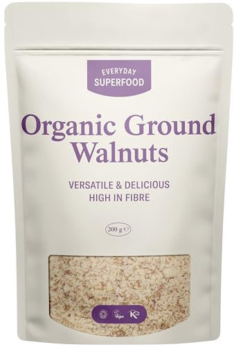 Everyday Superfood Organic Ground Walnuts 190 grams, Raw Grated Walnuts Ideal for Baking, Vegan and Kosher