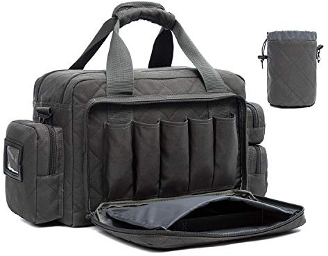 AUMTISC Custodie morbide per pistola Borsa tattica per pistola Deluxe imbottita per pistola Poligono di tiro Caccia Borse da tiro Grigio