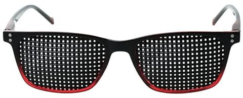 VANLO Rasterbrille 415-ASRP - schwarz roter Rahmen - quadratisches Raster