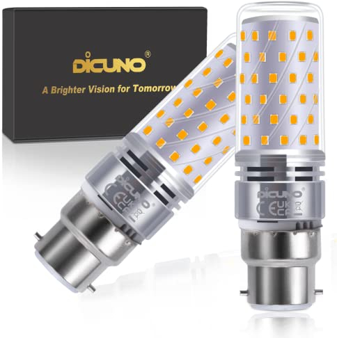 DiCUNO B22 LED Mais Glühbirne 10W, 2700K Warmweiß, ersetzt 130W Glühbirne, 1350lm, E27 LED Lampe, CRI 82, 360° Abstrahlwinkel, Kein Flackern, Nicht dimmbar, 230V, 2er Pack