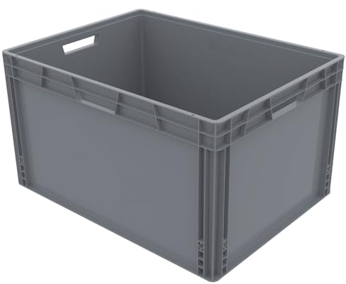 Solent Plastics Recycled Plastic ECO Euro Plastic Stacking Industrial Storage Containers Boxes Crates! (65 Litre - 60 x 40 x 34cm)