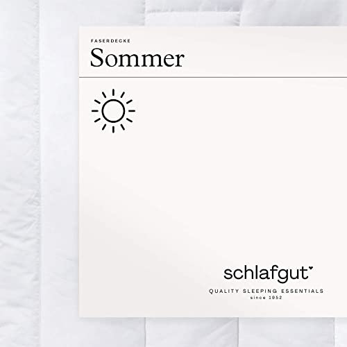schlafgut kühle Premium Faserbettdecke Sommer, 155x200 cm weiß aus 100% Baumwolle mit High-Tech Allerban® Füllfasern