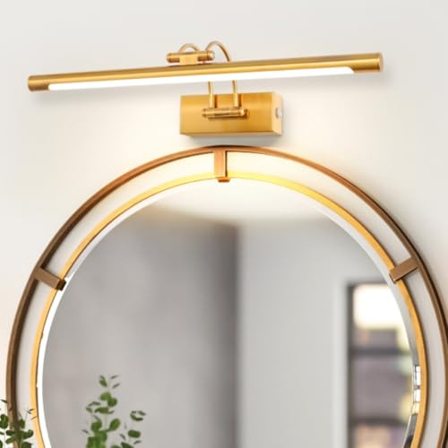 TYhogar Lampe de miroir LED salle de bain 60 cm 12W 3 températures de couleur intensité variable interrupteur tactile pour Tableaux et Vitrines Laiton