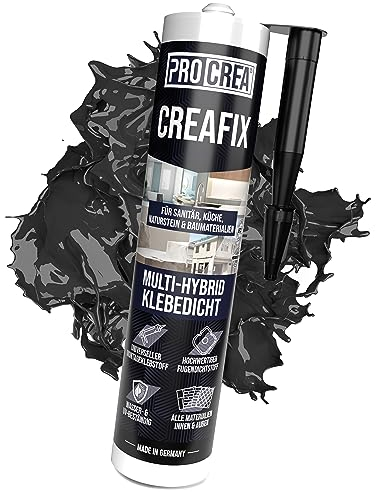 PROCREA® Montagekleber High Tack schwarz [Kleben statt Bohren] Extra Starker Baukleber auf Basis von Acrylatdispersion - Sofortkleber für Sockel, Styropor, Holz uvm. - Made In Germany (300 ml)