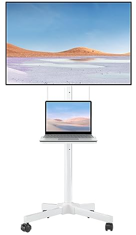 Suptek Soporte TV Ruedas, Soporte TV Pie para Television de 21-60 Pulgadas LCD/LED/Plasma, hasta 35KG, Altura Ajustable, Inclinación +3/-12°, MAX VESA 400x400mm, ML55BW(Blanco)