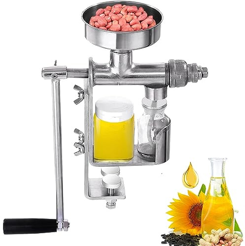 McbeAn Manuelle Ölpresse, Kalt-Heißölpresse Für Den Haushalt, Ölpresse Aus Edelstahl, Sicher Und Gesund, Rutschfestes Design, Ölausstoß 401–600 Ml, Für Erdnüsse, Sonnenblumenkerne, Teesamen, Sesam