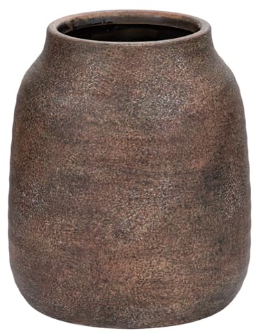 Briful 7 Large Ceramic Vase for Flowers, 18cm Tall Rustic Bronze, 3.7-inch Opening for Pampas, Dry Plants, Fresh Flowers, Home Kitchen Decor
