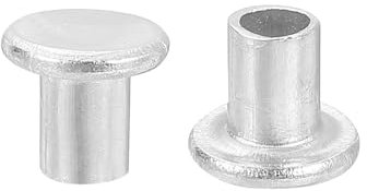 sourcing map 50Pcs Semi Tubular Rivets, 4mm x 6mm Aluminum Round Flat Head Semi-Tubular Rivet Metal Stud Rivet for Industry Household Repairing Fastening, Silver