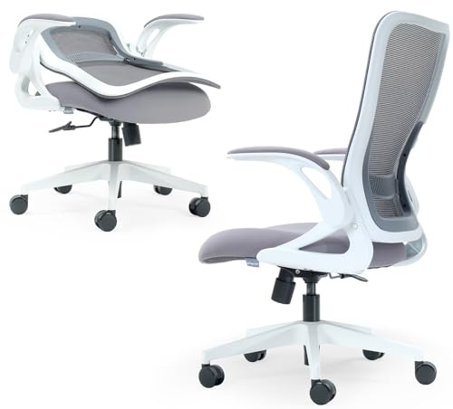 Tervo Model U | Folding Office Chair for Small Spaces | Ergonomic Design with High Rebound Mesh | Computer Desk Chair for Gaming | For Adults & Kids | Foldable & Compact with Flip Up Arms