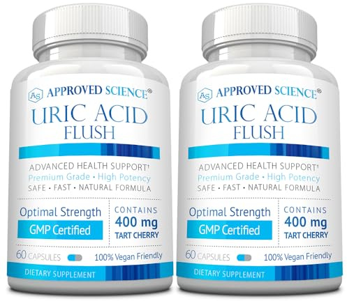 Approved Science Uric Acid Flush Supplement - Tart Cherry, Turmeric, Milk Thistle - Joint Support & Active Mobility - Made in USA - Vegan - 120 Capsules - 2 Month Supply
